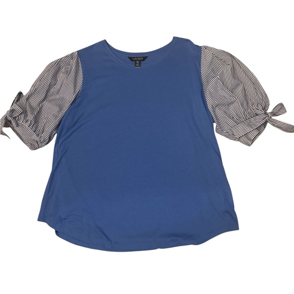 Ralph Lauren Blue and white  Striped Short Sleeve Top - Picture 1 of 3